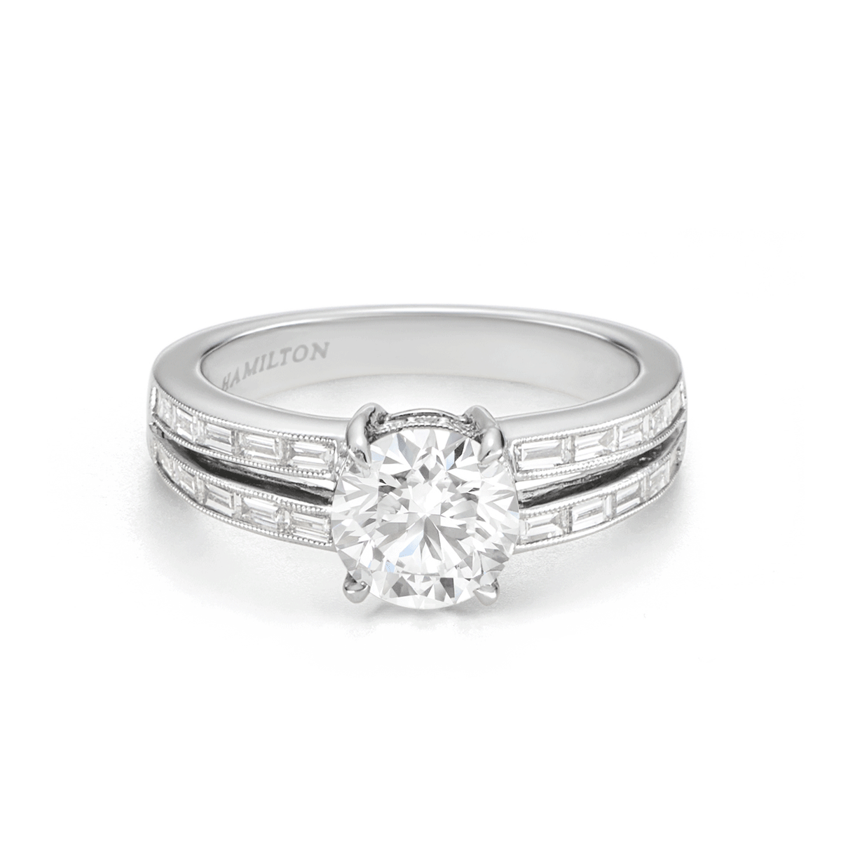 Hamilton 1912 Collection Platinum Round and .46 Total Weight Diamond Engagement Mounting Ring