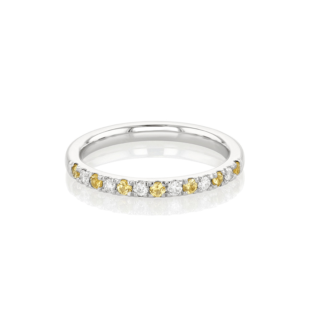 Hamilton Lisette Collection Platinum and 0.14 Total Weight Yellow Sapphire Diamond Half Way Band
