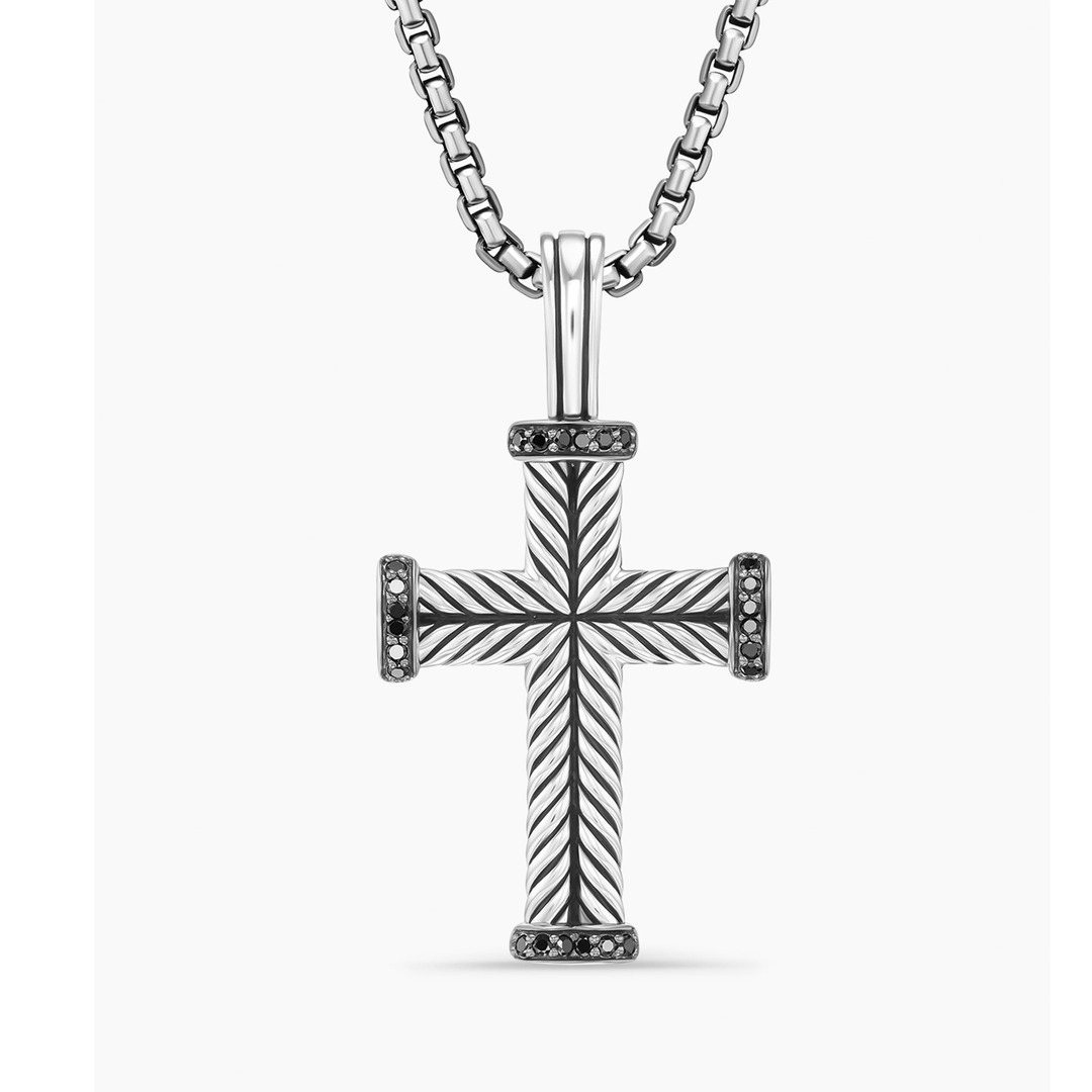 David Yurman Chevron Cross Pendant Sterling Silver, 33mm