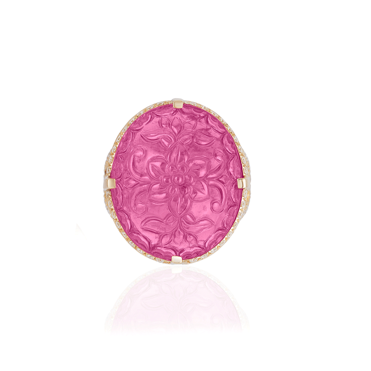 Goshwara 18k Yellow Gold &amp; Carved Pink Tourmaline Ring