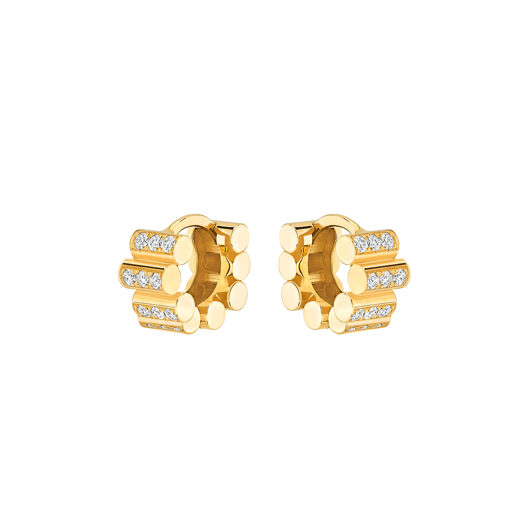 Viltier 18k Yellow Gold Edge Diamond Huggie Earrings