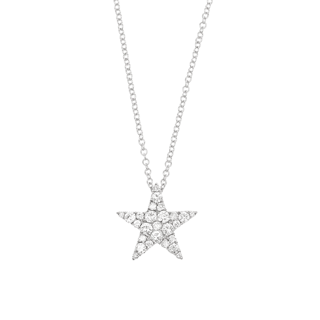 18k White Gold Star Diamond .40 Total Weight Pendant