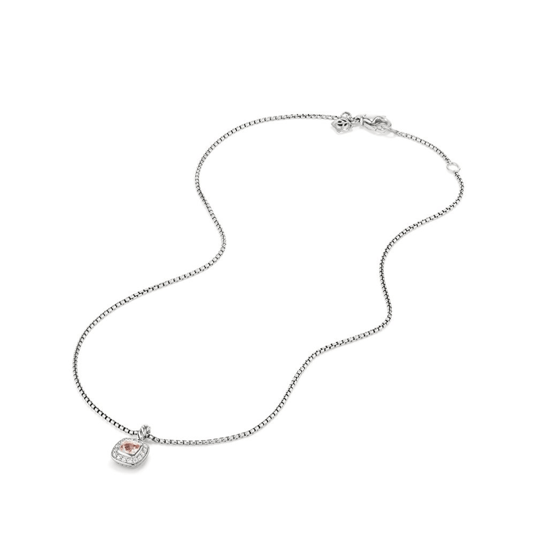 David Yurman Albion Kids Pendant Necklace Sterling Silver with Morganite and Diamonds, 4mm