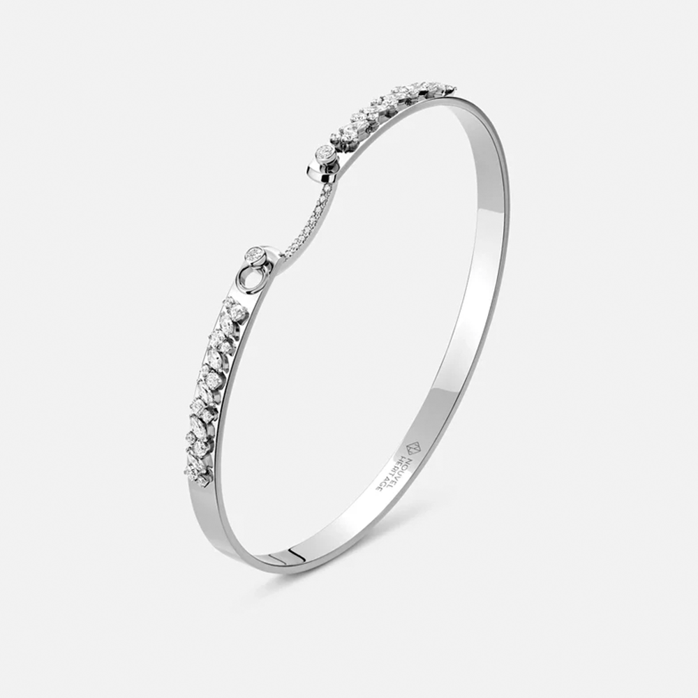 Nouvel Heritage 18k White Gold Mood Under the Stars Diamond Bangle