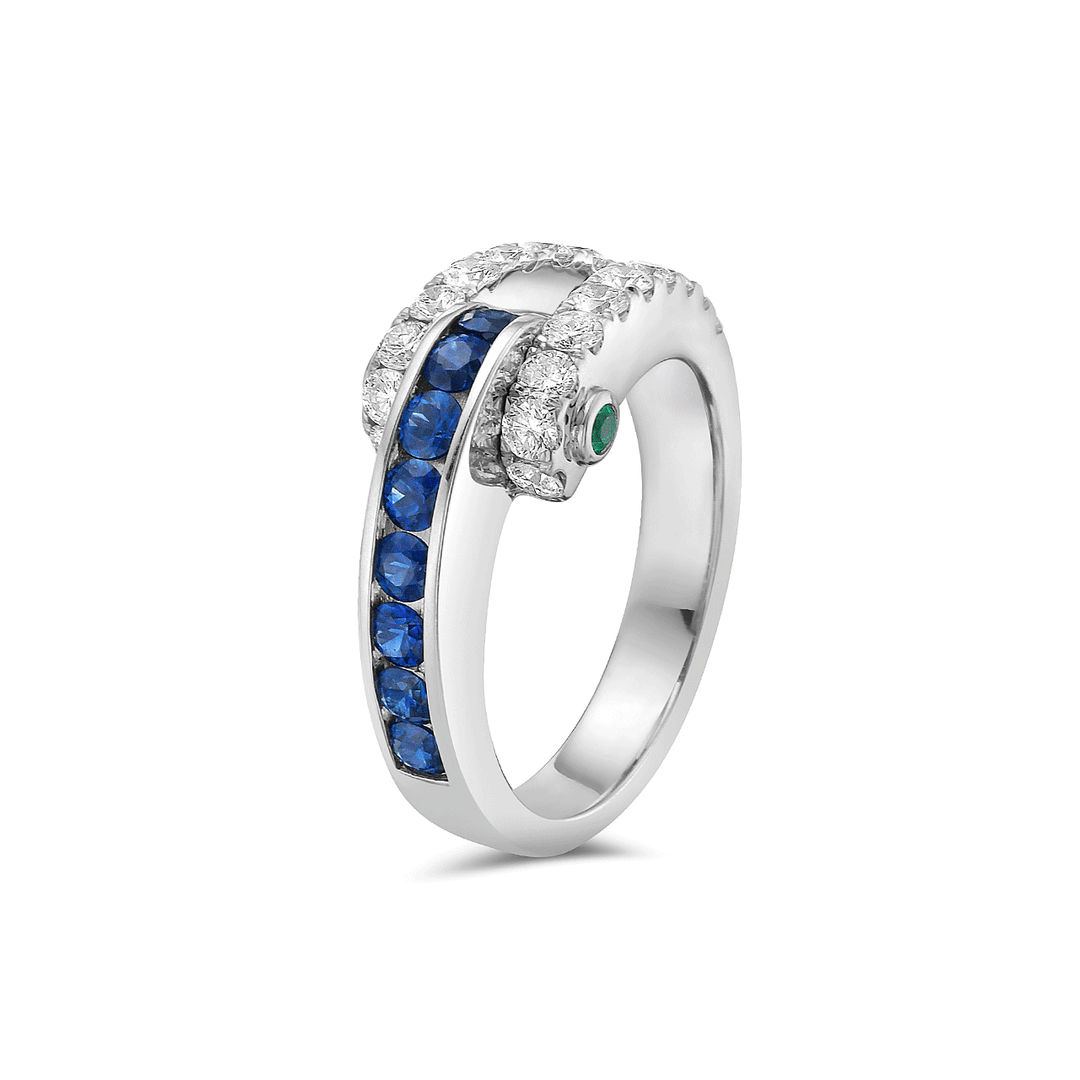 Charles Krypell 18k White Gold and 0.70 Total Weight Sapphire Diamond Ring