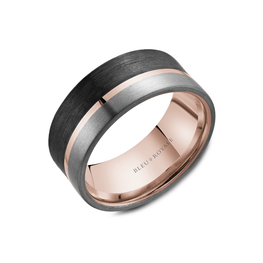 Black Carbon and 14k Gold Wedding Band