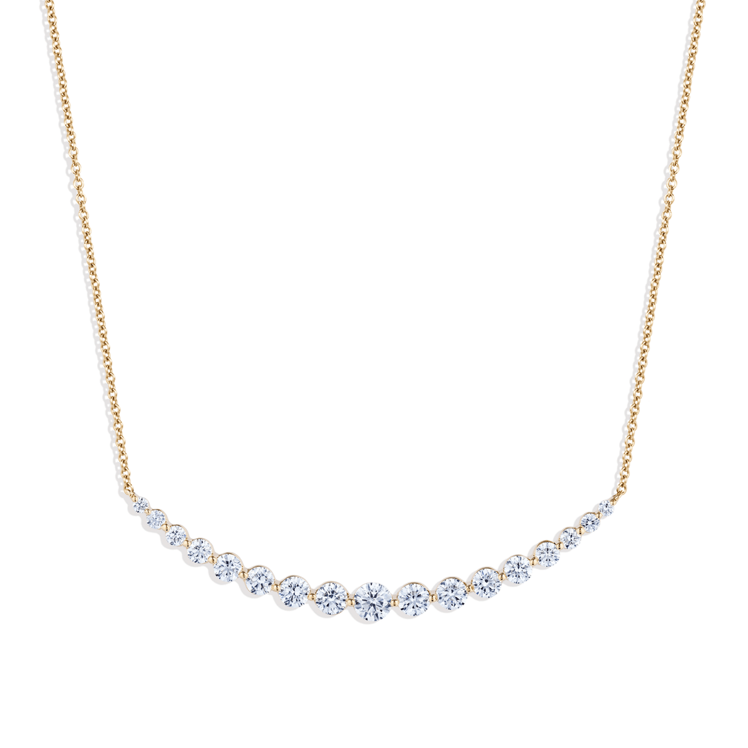 18k Yellow Gold and 1.90 Total Weight Diamond Graduated Necklace