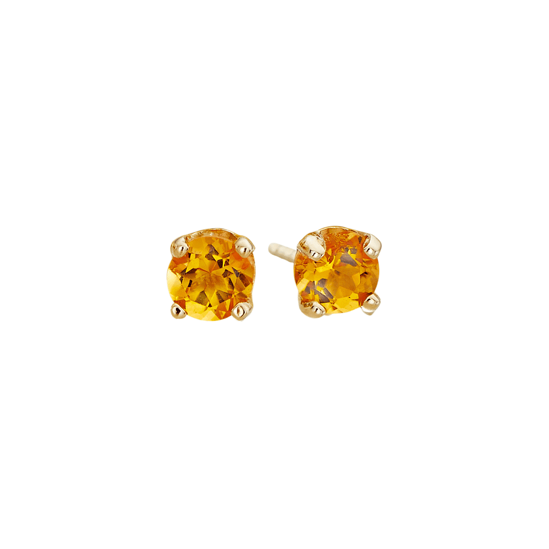 14k Yellow Gold and .20 Total Weight Citrine Stud Earrings