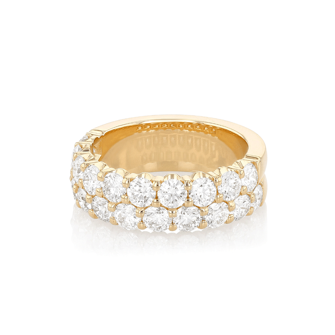 18k Yellow Gold and 2.60 Total Weight Diamond Two Row Band