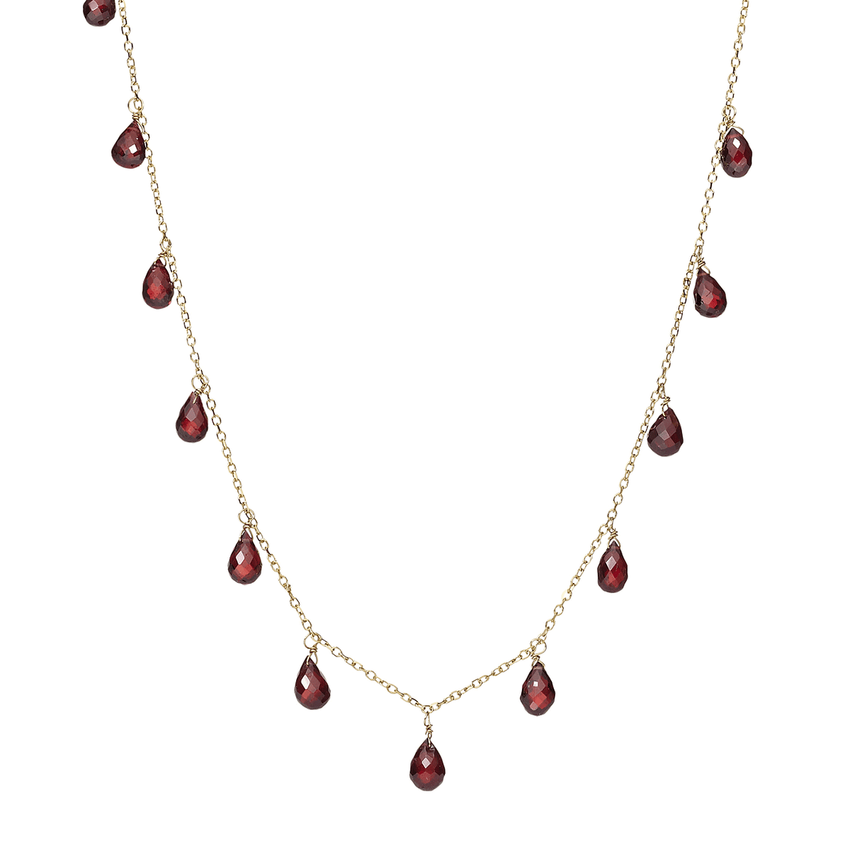 Calypso 14k Gold and Garnet 17 Inch Necklace