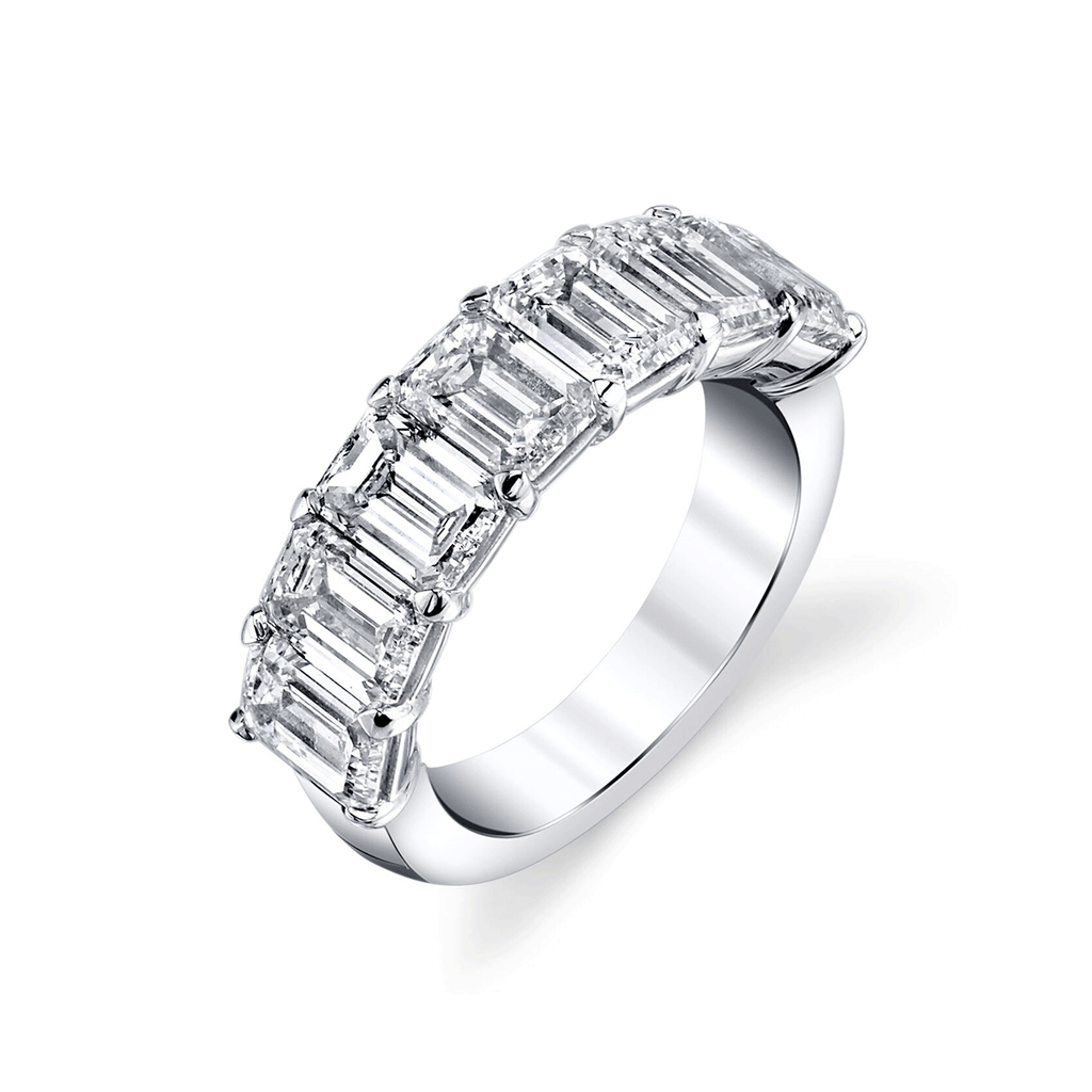 Platinum and 2.30 Total Weight Emerald Cut Diamond Seven Stone Band
