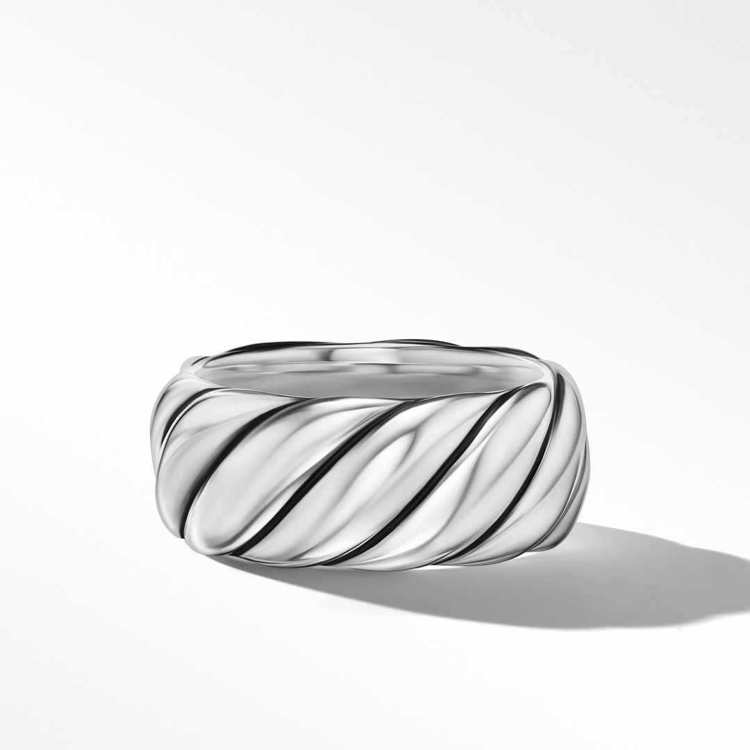 David Yuraman Sculpted Cable Band Ring in Sterling Silver, SZ7