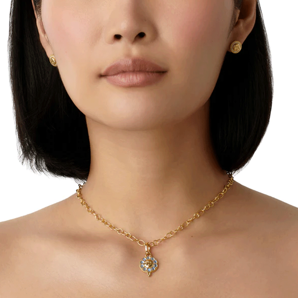 Temple St. Clair 18k Yellow Gold Selena Luna Blue Moonstone and Diamond Pendant