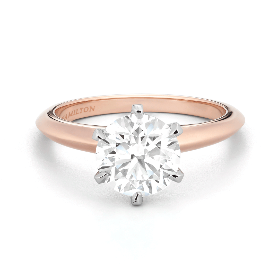 Hamilton Embrace Collection 18k Rose Gold and Engagement Mounting Ring For Round Diamond