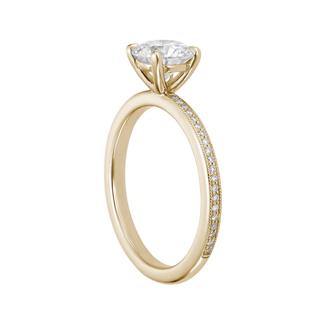 1912 18k Yellow Gold and Diamond Engagement Mounting Ring