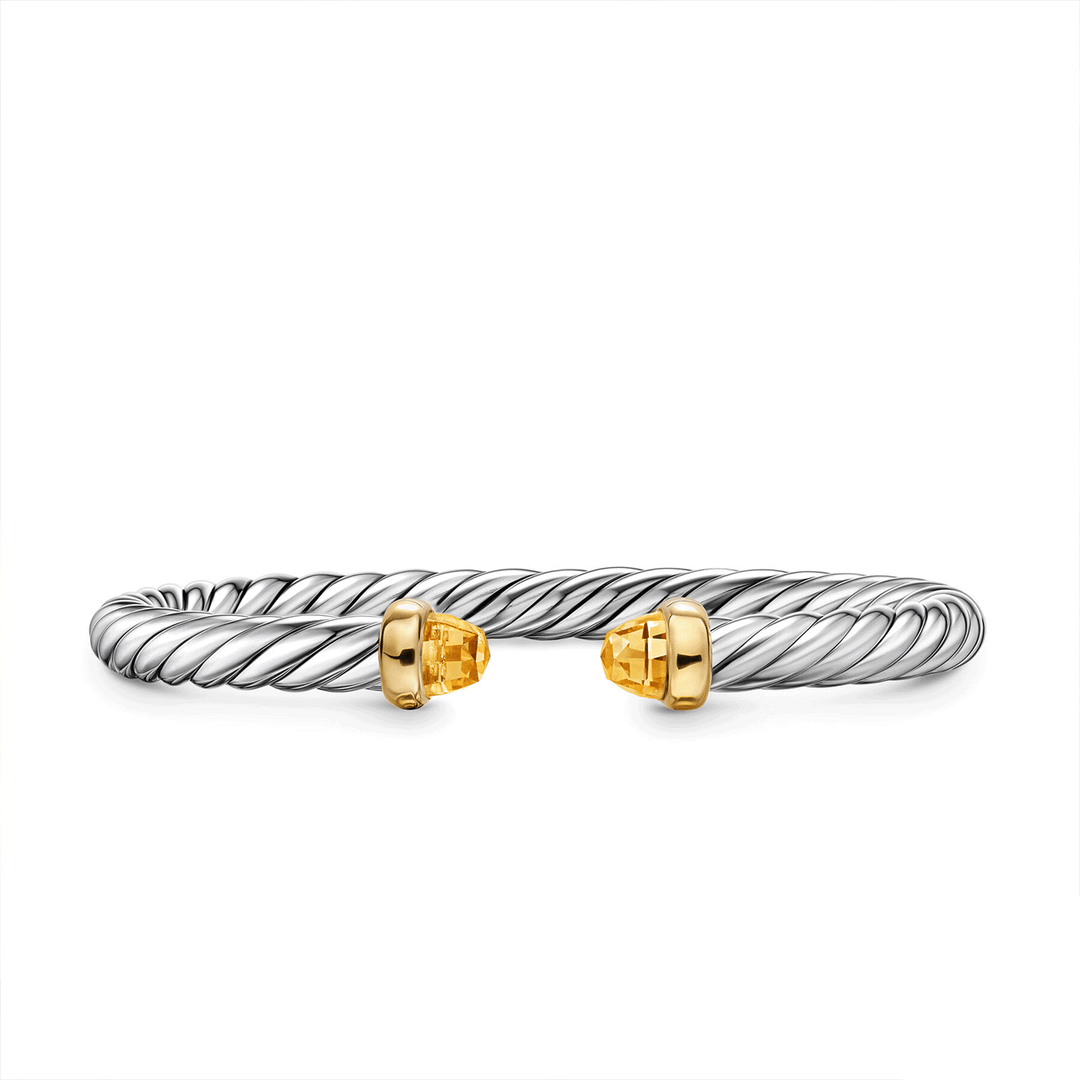 David Yurman Cable Flex® Bracelet Sterling Silver with 14K Yellow Gold and Citrines 6mm Medium