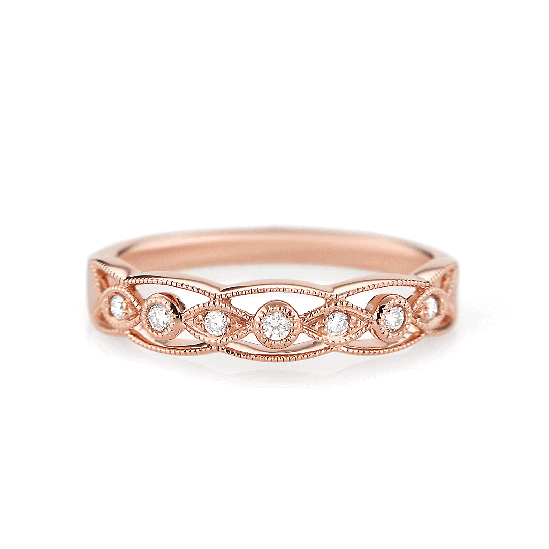 Hamilton Heritage Collection 18k Rose Gold and 0.08 Total Weight Diamond Half Way Band