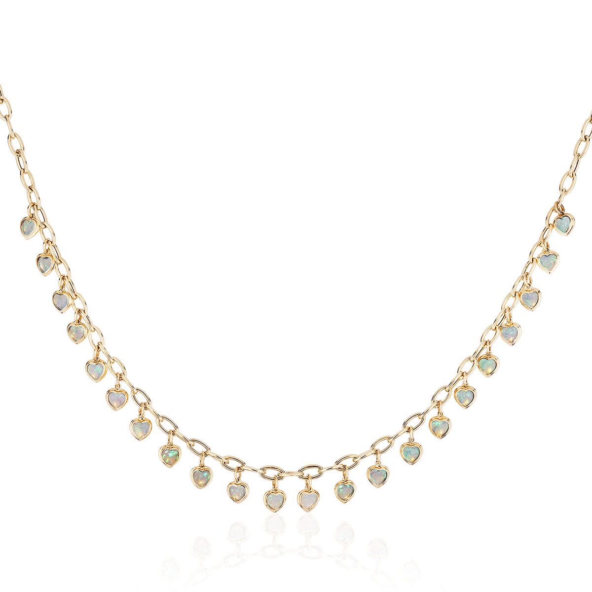 Goshwara G-one 18k Yellow Gold and Opal Heart Charm Necklace