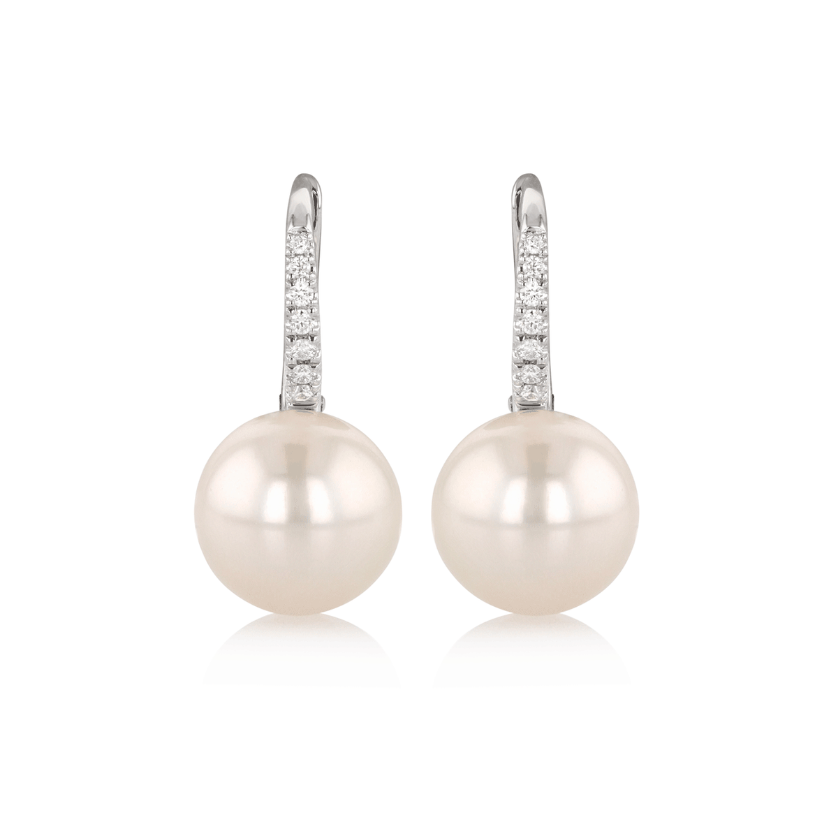 18k Yellow Gold and 9 mm Freshwater Pearl Diamond Earrings