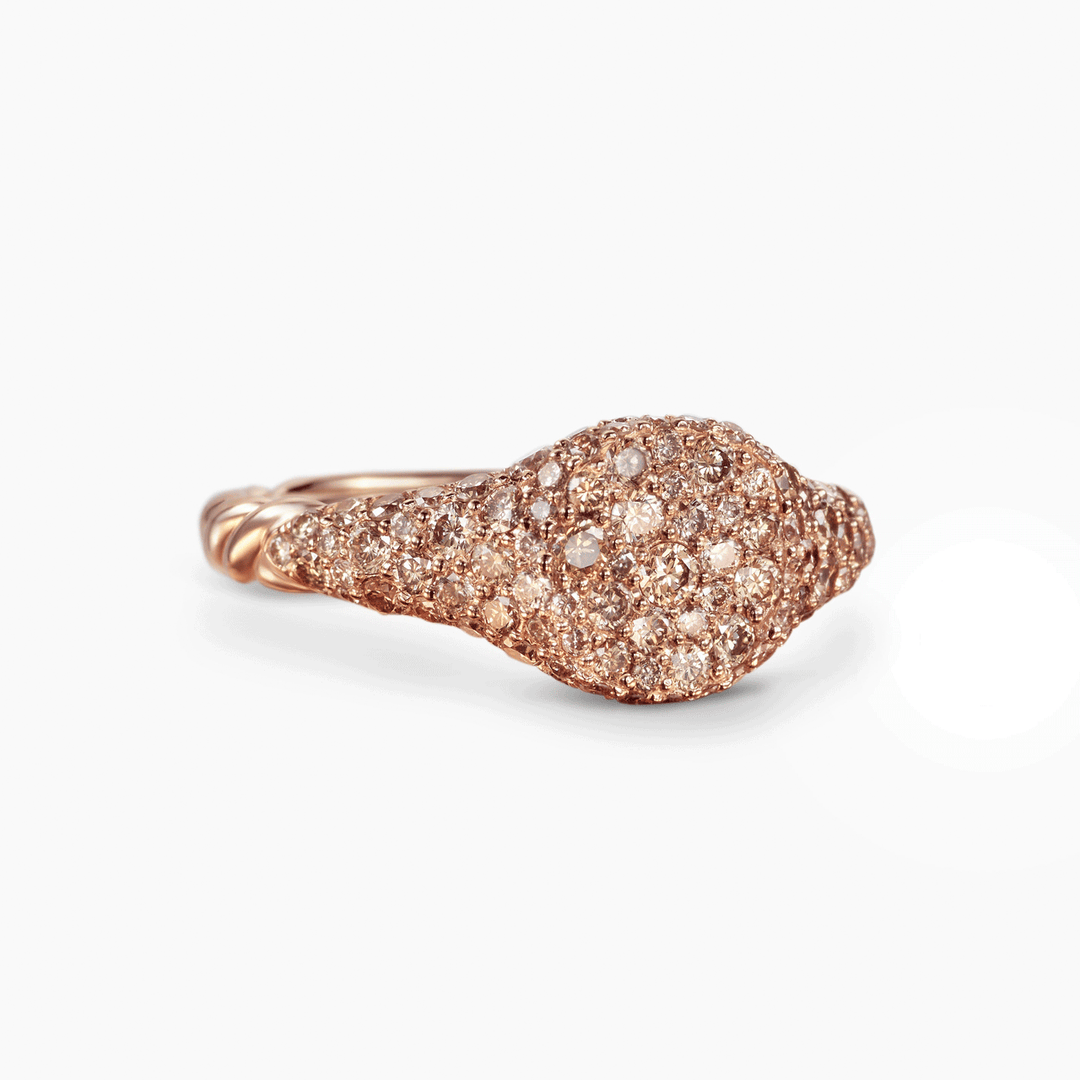 David Yurman Petite Pavé Pinky Ring with Cognac Diamonds in 18k Rose Gold