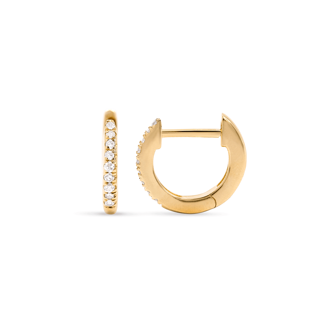 14k Yellow Gold Mini Diamond .06 Total Weight Hoops