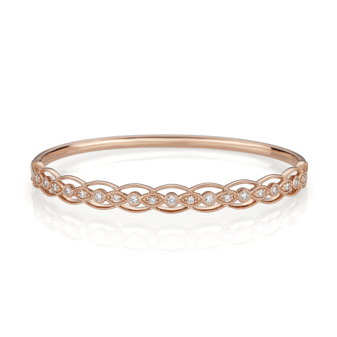 Heritage 18k Rose Gold and .52 Total Weight Bangle Bracelet
