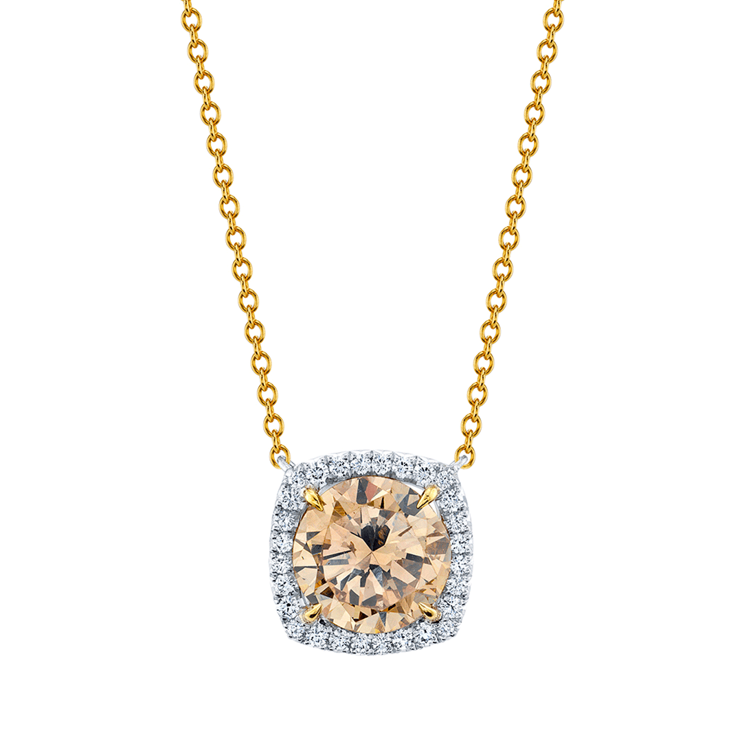 Platinum 18k Gold Champagne Diamond 2.63 Total Weight Pendant