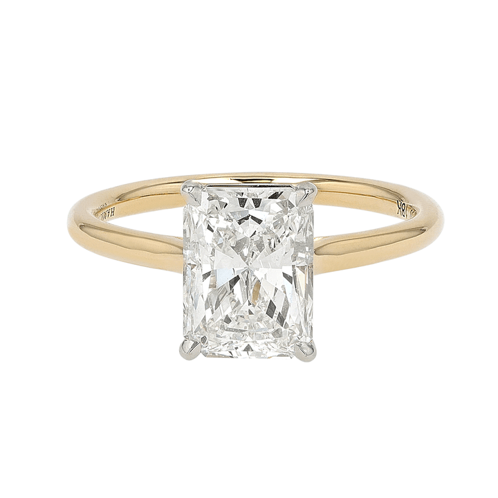 Platinum 18k Gold and Radiant Cut Diamond 2.21 Total Weight Solitaire RIng