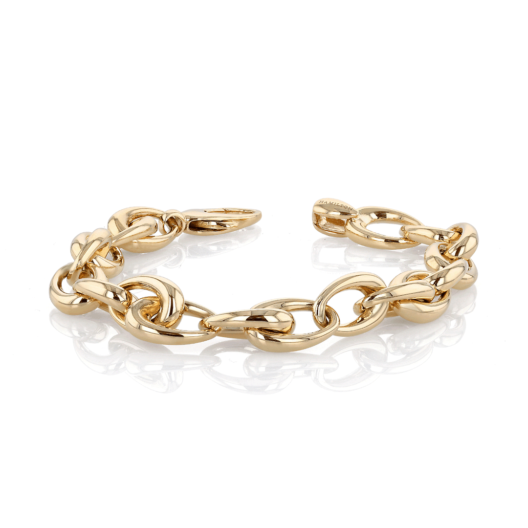 Hamilton Collection 14k Yellow Gold 8 Inch Teardrop Open Link Bracelet