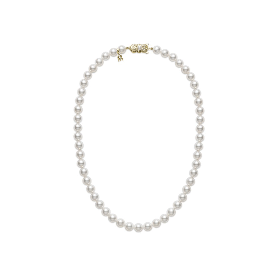 Mikimoto 18k Yellow Gold Akoya 8mm Pearl  Strand Necklace