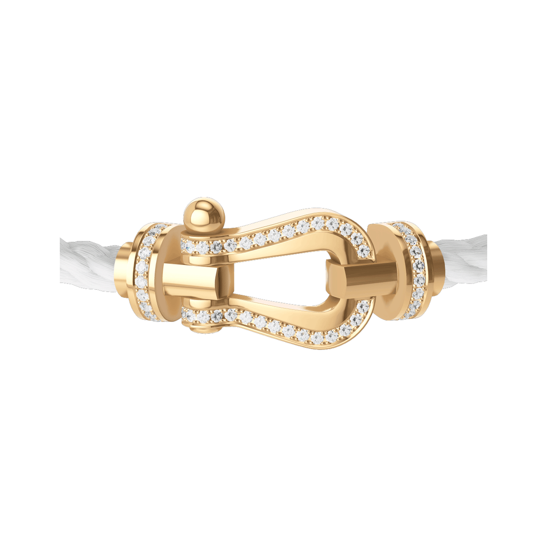 FRED Force 10 White Cord with 18k Yellow Full Diamond LG Buckle, Exclusively at Hamilton Jewelers