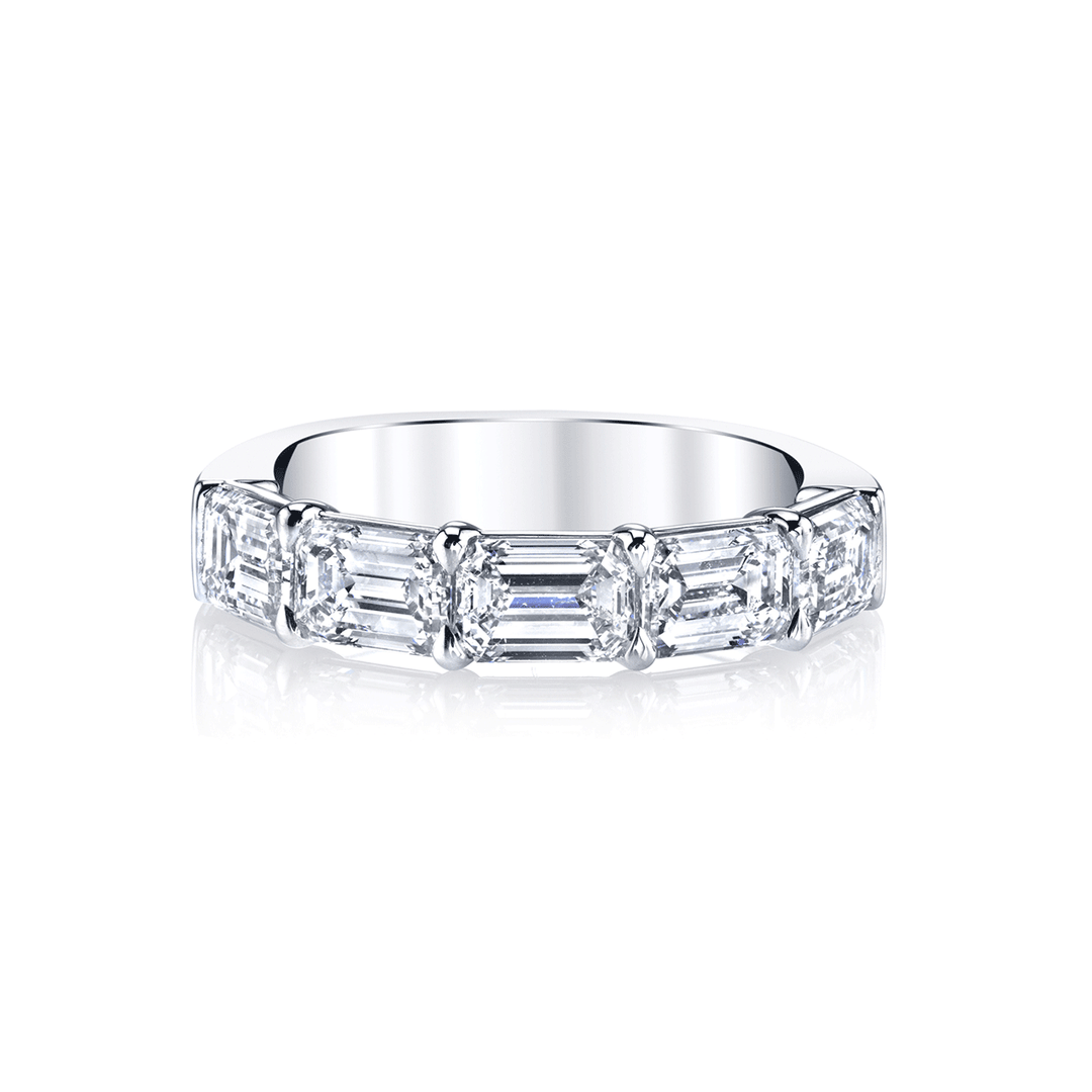 Platinum and 2.15 Total Weight Emerald Cut Diamond Five Stone Band