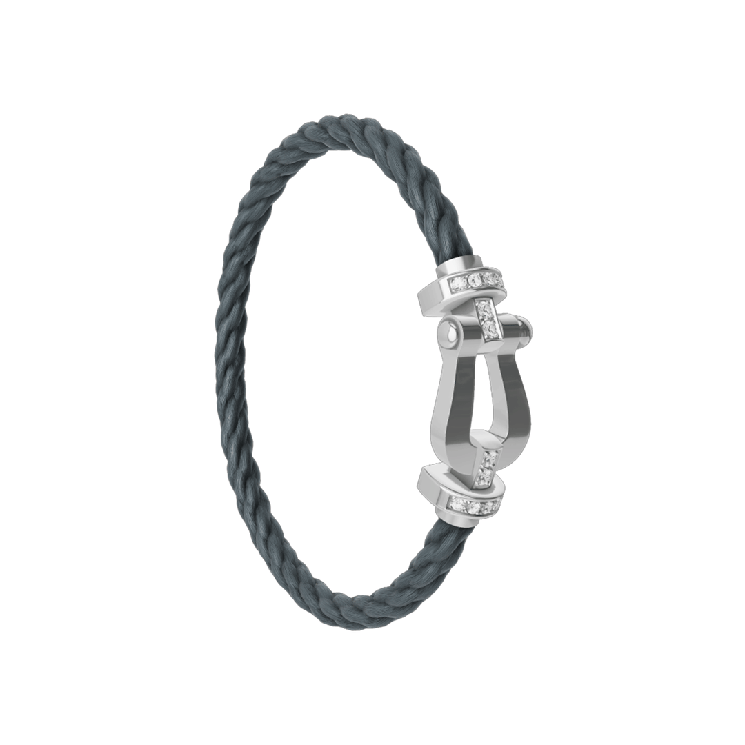 FRED Storm Grey Cord Bracelet with 18k Half Diamond LG Buckle, Exclusively at Hamilton Jewelers