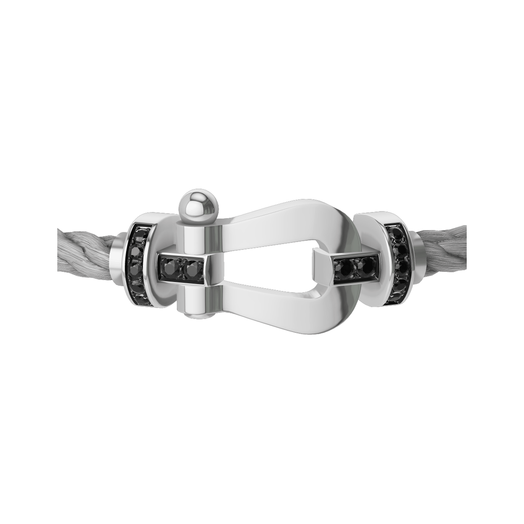 FRED Force 10 Steel Cable with 18k White LG Buckle Half Black Diamond, Exclusively at Hamilton Jewelers