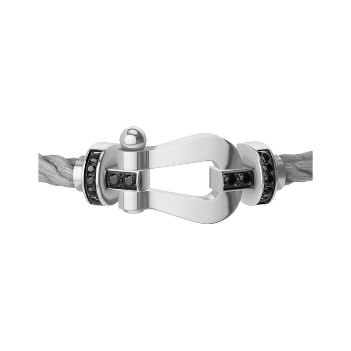 FRED Force 10 Steel Cable with 18k White LG Buckle Half Black Diamond, Exclusively at Hamilton Jewelers