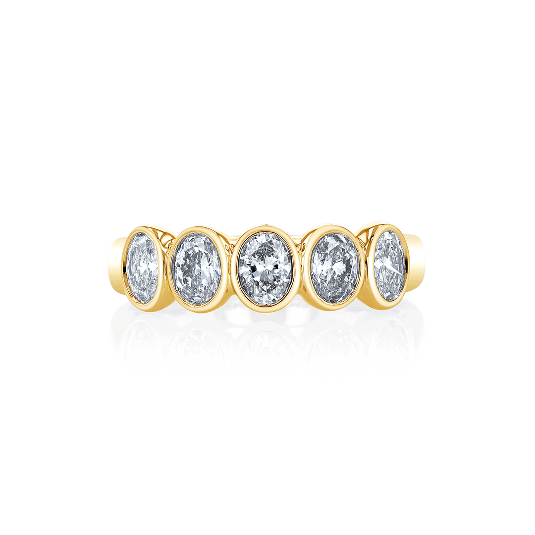 18k Yellow Gold and 5 Oval Diamond 2.03 Total Weight Band