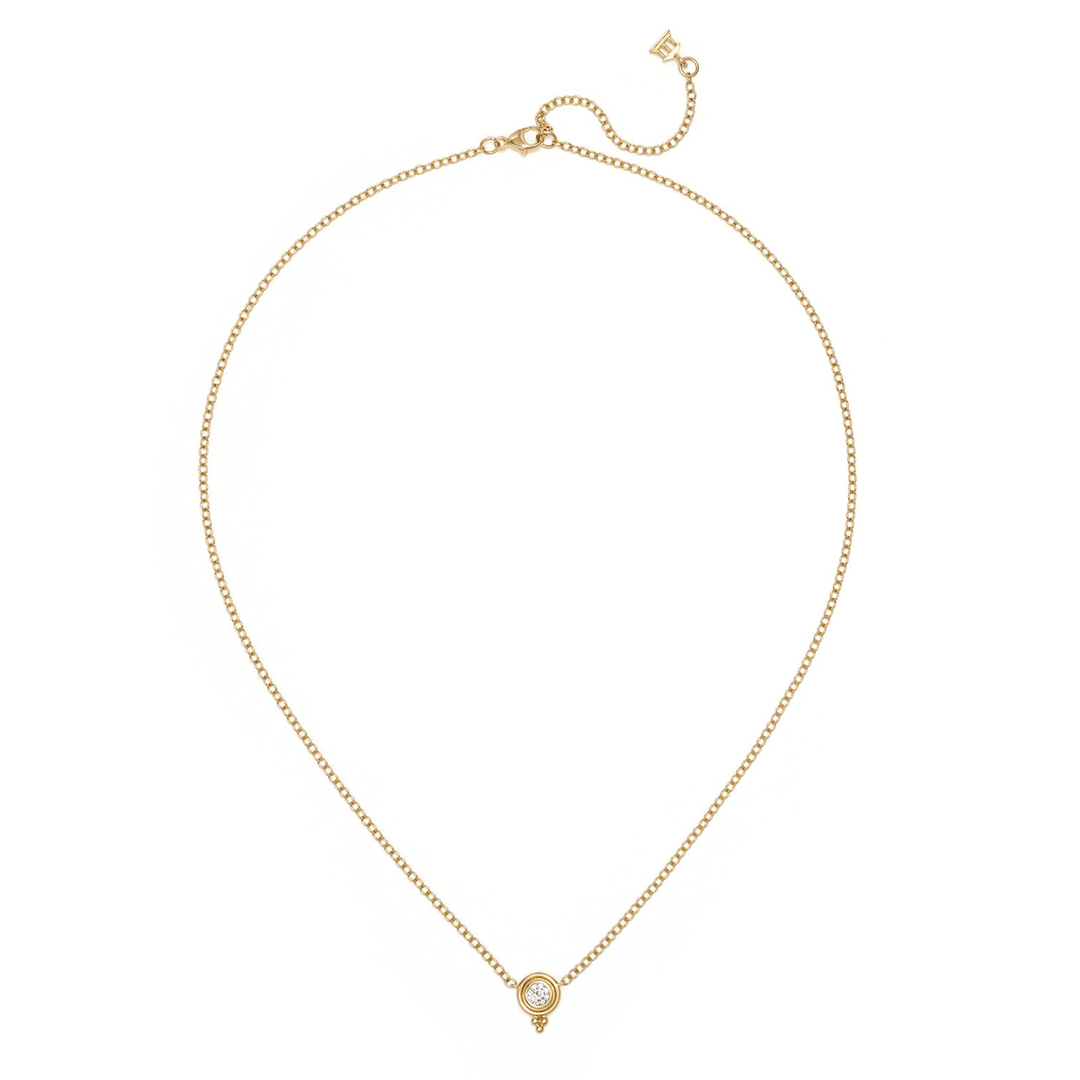 Temple St. Clair 18k Yellow Gold Single Diamond Temple Necklace