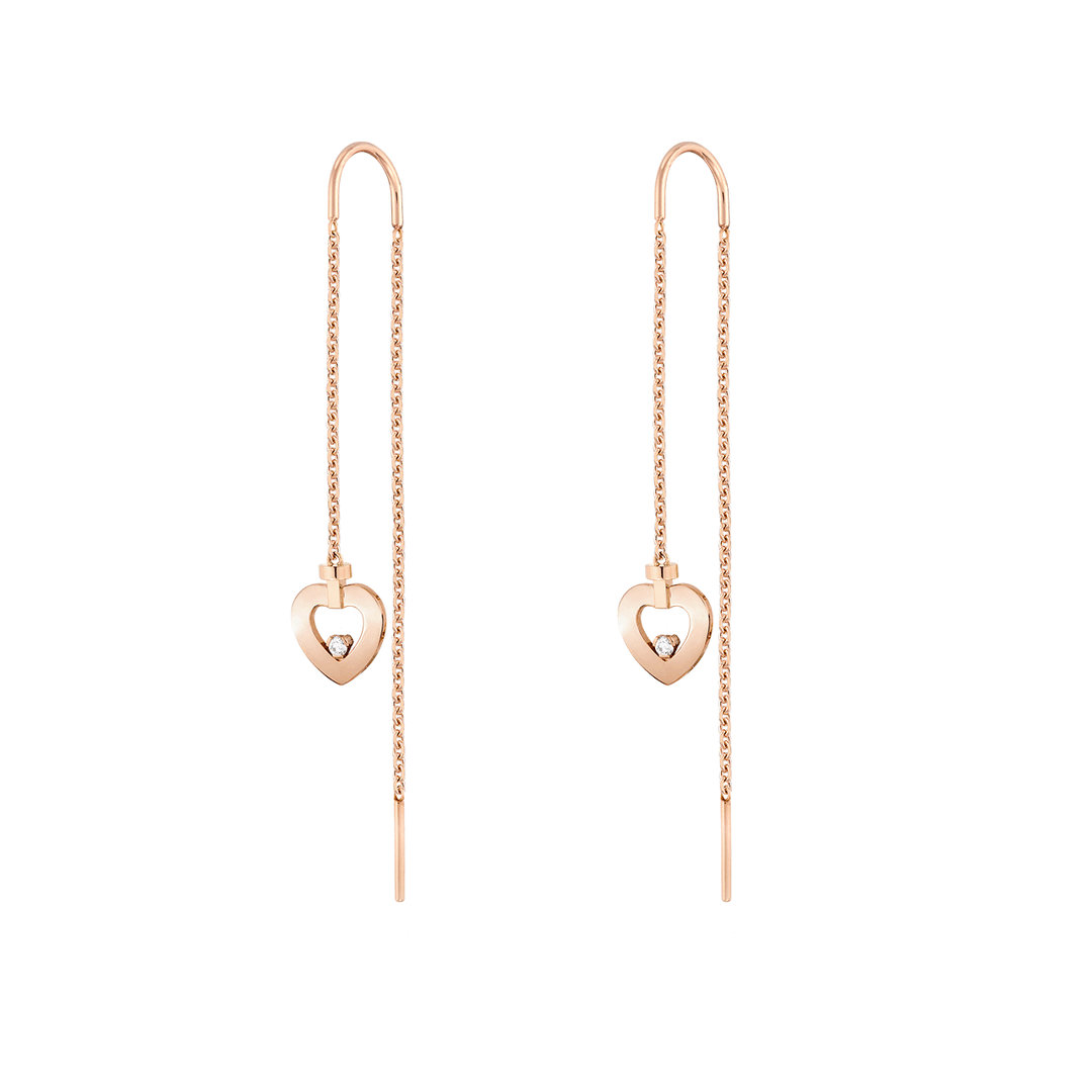 Fred Pretty Woman 18k Rose Gold and Diamond Heart Chain Earrings, Exclusively at Hamilton Jewelers