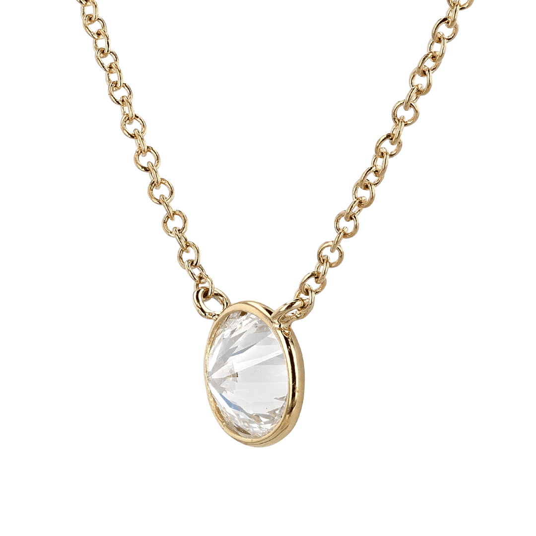 14k Yellow Gold and .72 Total Weight Diamond Solitaire Pendant