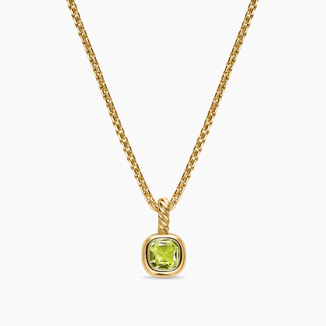 David Yurman Mini Cushion Cut Amulet 18k Yellow Gold with Peridot, 5.5mm