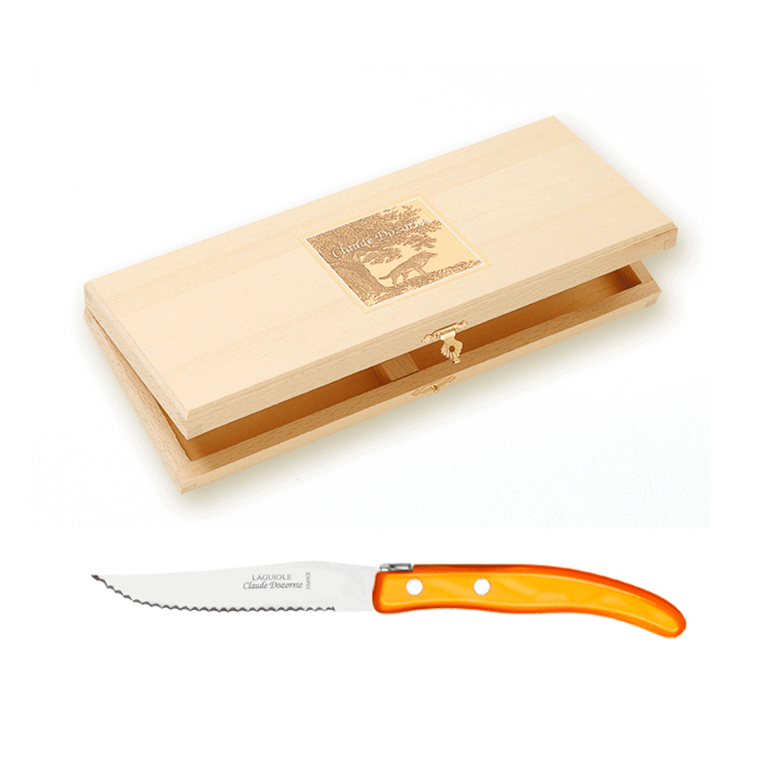 Claude Dozorme Set of 6 Steak Knives Orange