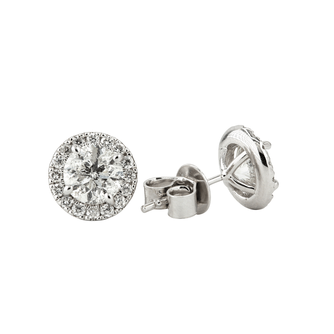 Lisette 14k Gold and 2.35 Total Weight Diamond Halo Studs