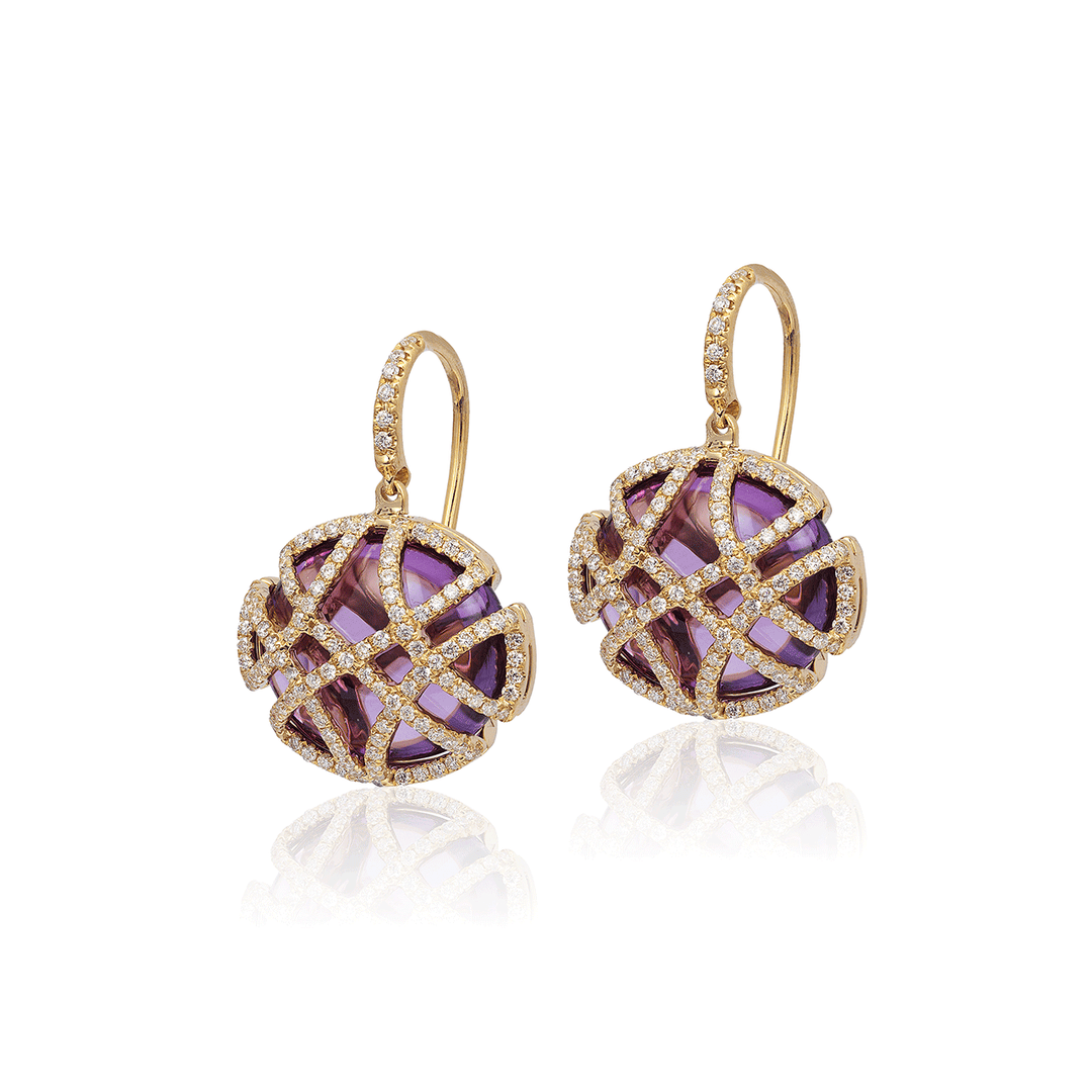 Goshwara Freedom 18k Yellow Gold and Amethyst Earrings