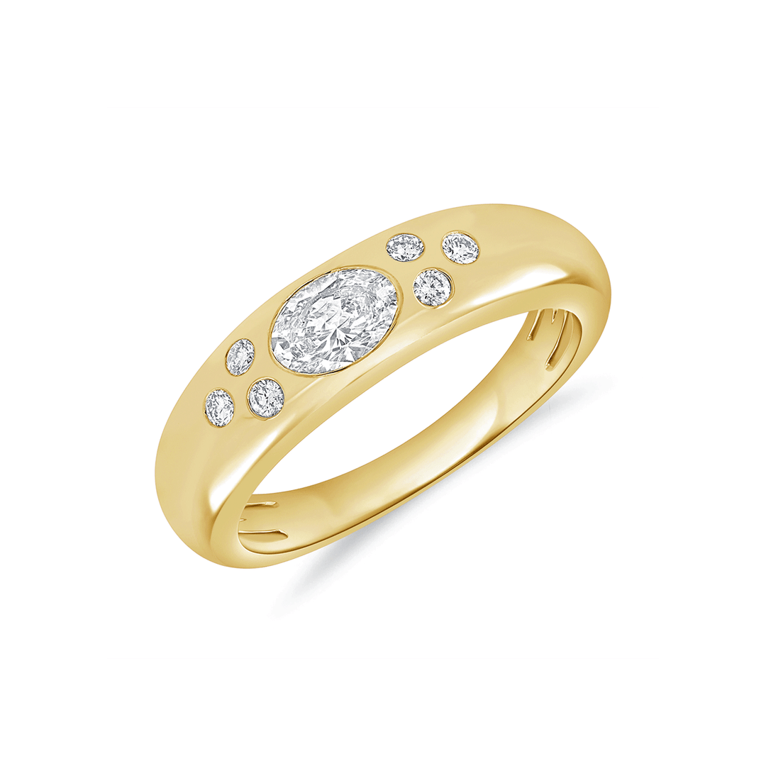 14k Yellow Gold and 0.56 Total Weight Diamond Band