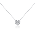 14k White Gold and .17 Total Weight Diamond Heart Necklace