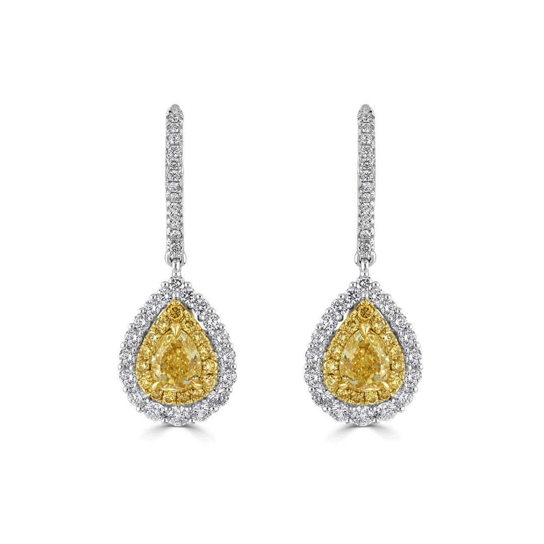 18k Gold Fancy Yellow Diamond 1.06 Total Weight Earrings