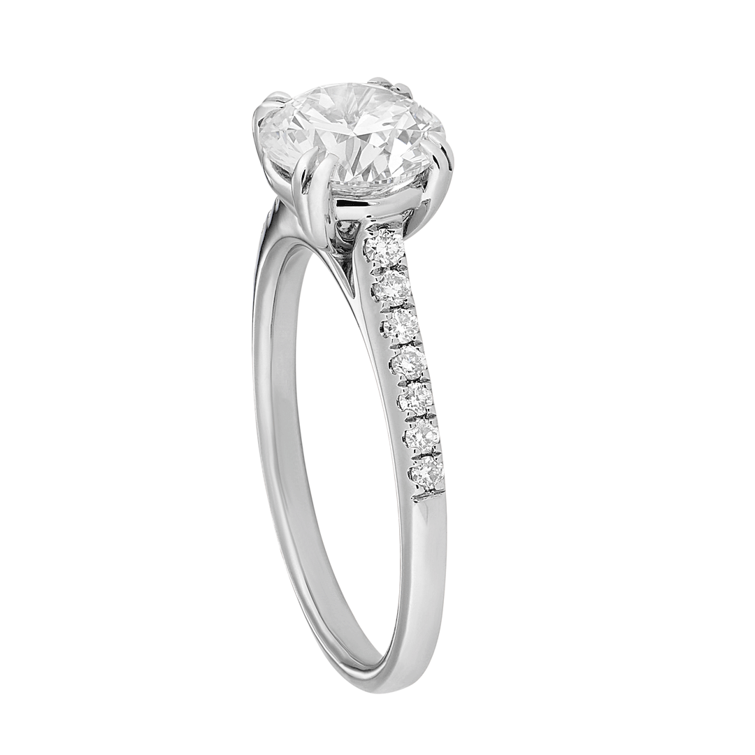 Hamilton Cherish Collection 18k White Gold and 1.00 Total Weight Cushion Cut Diamond Micro Prong Engagement Ring