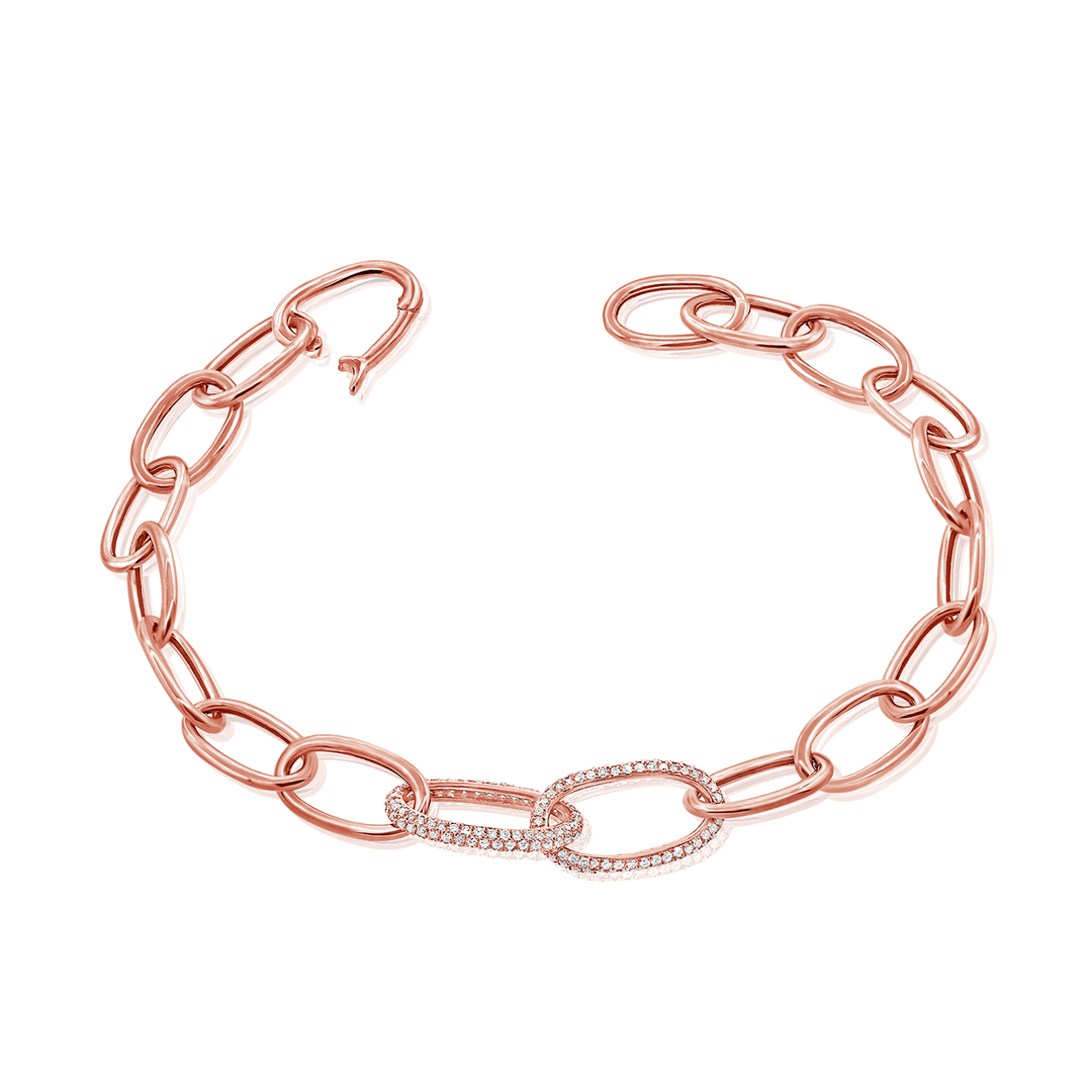 Must Have 14k Rose Gold and Diamond .59 Total Weight Link Bracelet