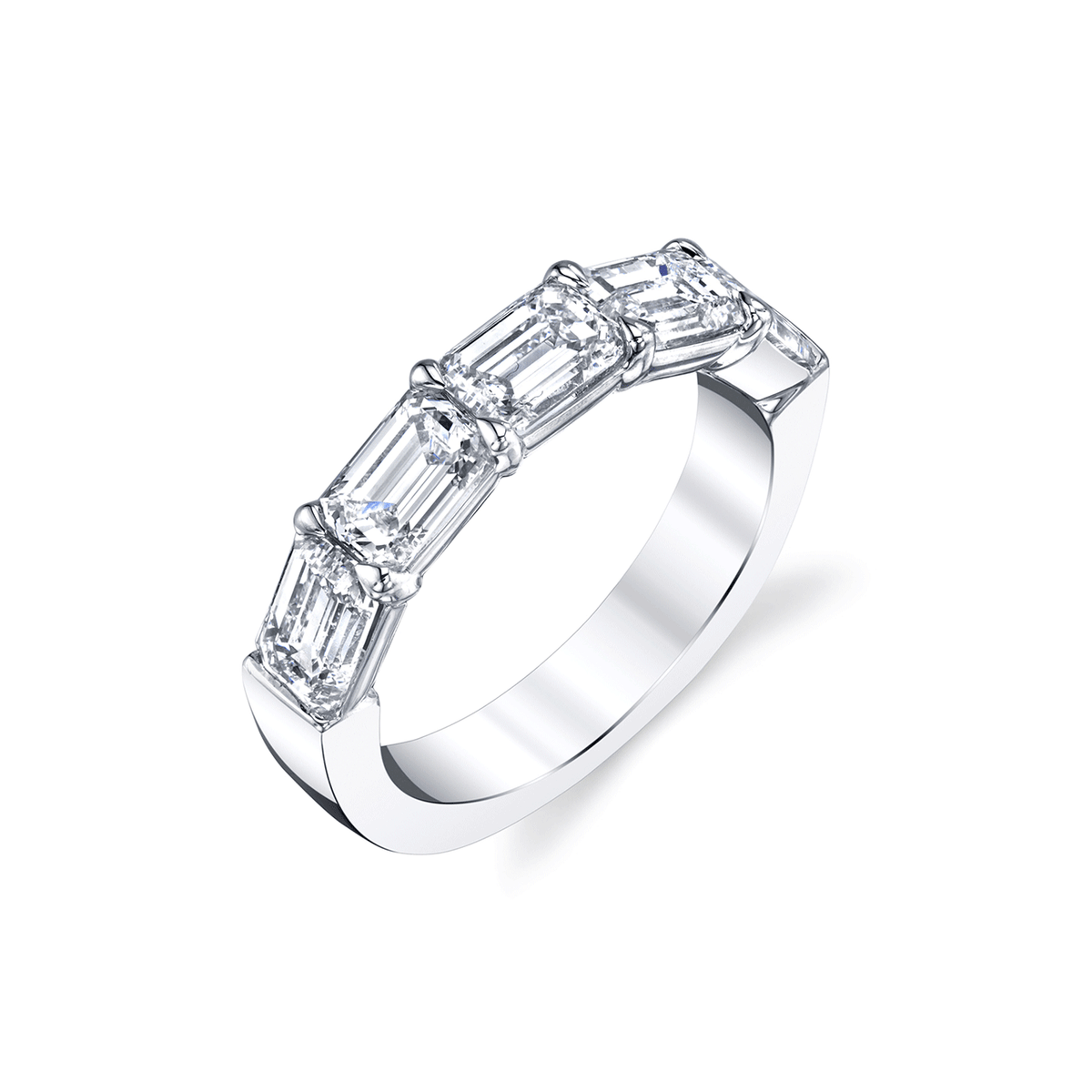 Platinum and Emerald Cut Diamond 2.52 Total Weight Diamond Band