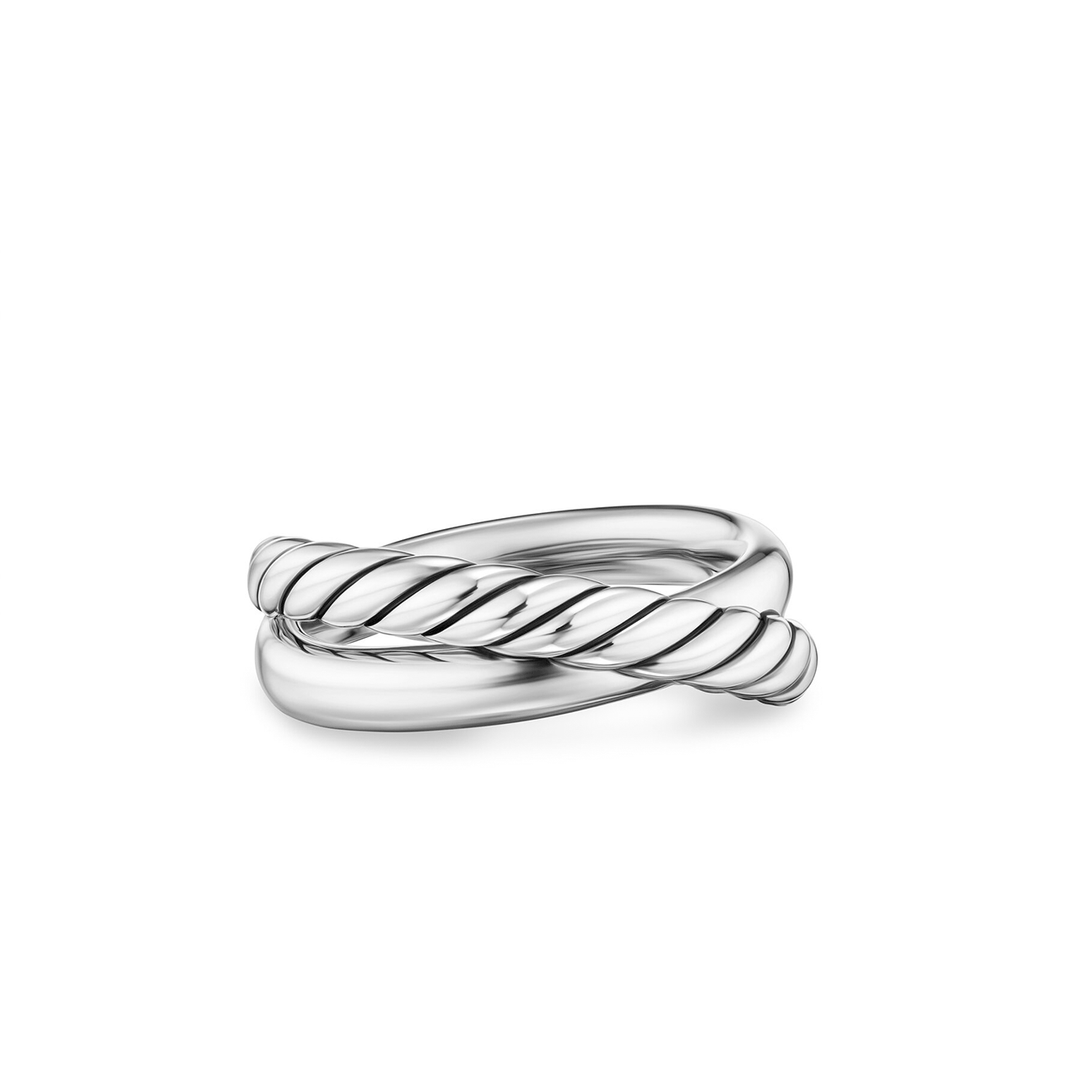 David Yurman Crossover Two Row Ring Sterling Silver, 7.4mm